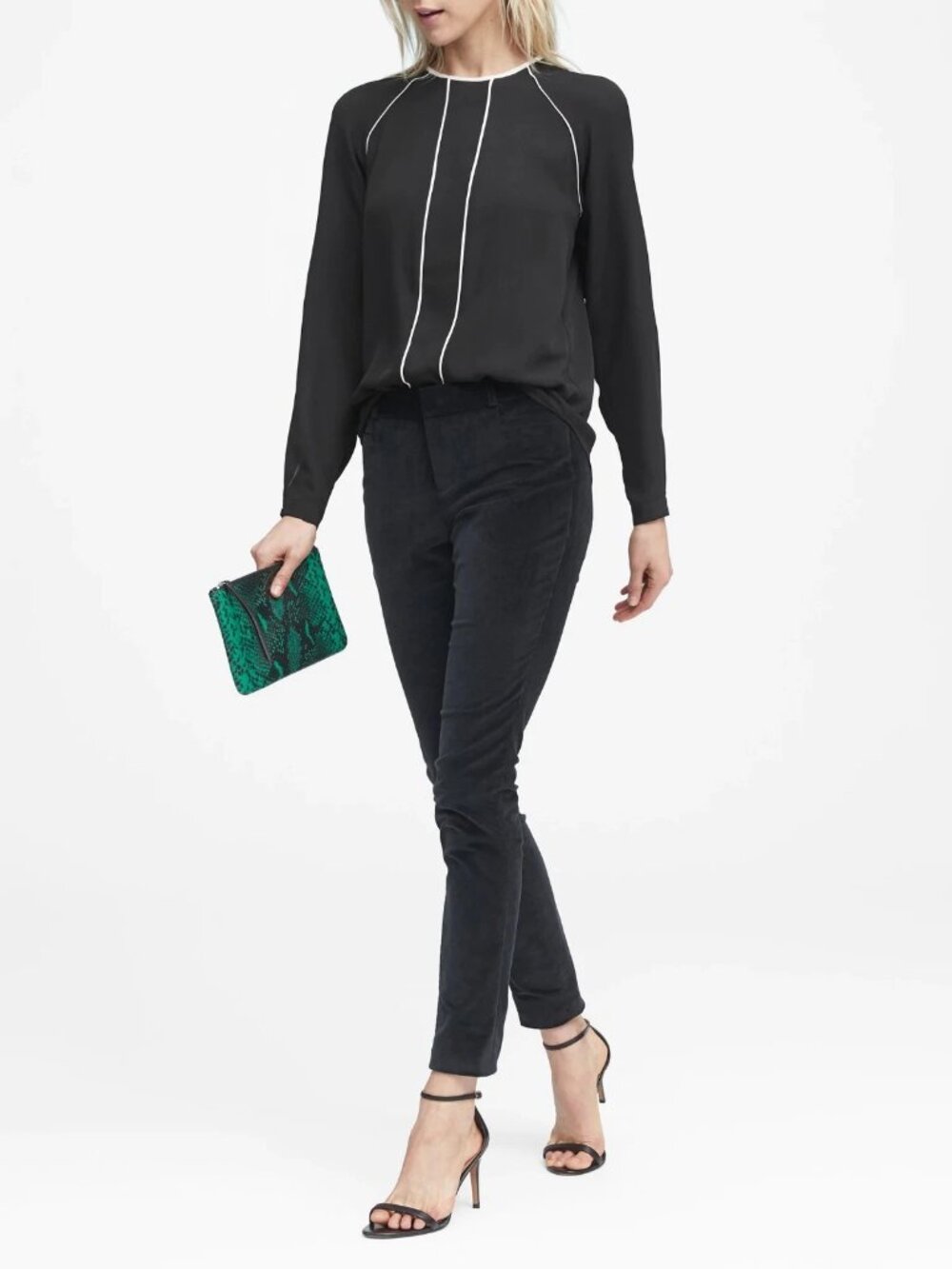 Banana Republic Long-Sleeve Top with White Piping Size M